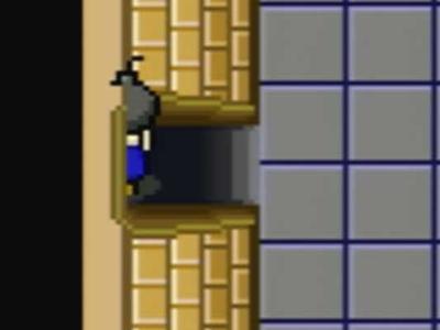 Player holding a bomb that is clipping though the ceiling of a doorway tile