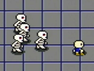 Four skeletons following behind the player