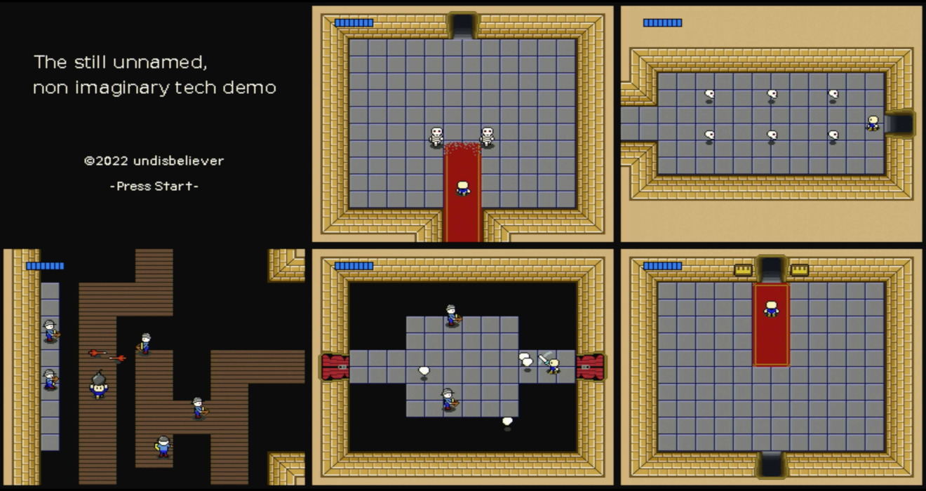 Six screen captures from the unnamed tech demo