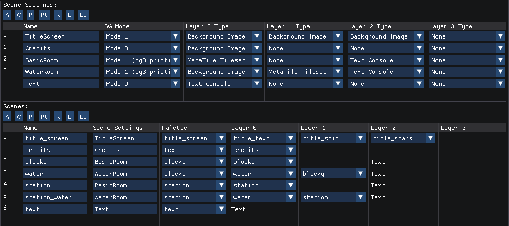 Scenes editor screenshot